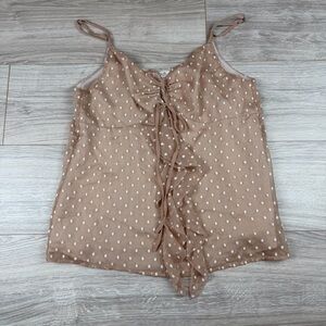 Miss Me Y2K Dainty Keyhole Ruffle Cream Blouse Polkadot Bella Swan Coquette Sz M